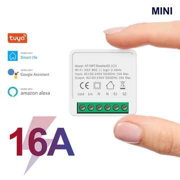 16A Mini Smart Wifi DIY Switch Support 2 Way Control Smart Home Automation Module Work with Alexa Go
