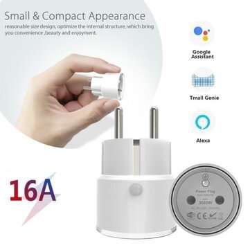 16A Tuya Mini Smart Plug WiFi Smart Socket FR Plug Type Power Monitor Wireless Control Compatible Al
