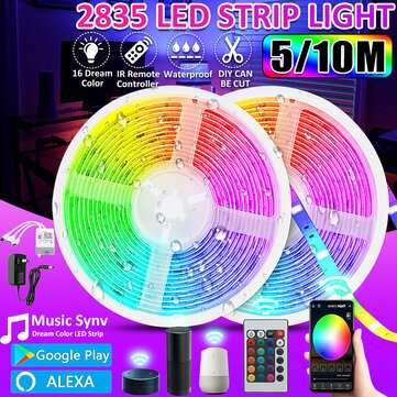 16FT/32FT 5M/10M 2835 RGB IP65 LED Strip Light+bluetooth WiFi Contro... (LENGTH: 10M | PLUG: USPLUG)