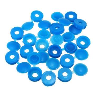 16Pcs Licence Number Plate Phillips Self Tapping Screw with Hinged Blue Cover Caps