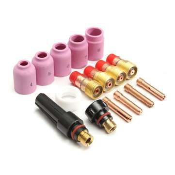 16pcs TIG Gas Lens Collets Gas Nozzle Back Cap Fit For SR 17 18 26 TIG Torch