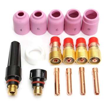 16pcs TIG Gas Lens Collets Gas Nozzle Back Cap Fit For SR 17 18 26 TIG Torch