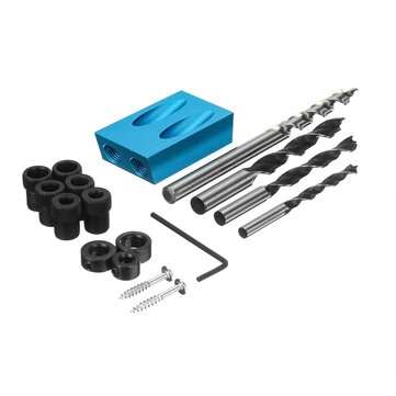 17pcs 15 Degree Pocket Hole Screw Jig Dowel Drill Set Carpenters Wood Joint Tool kit