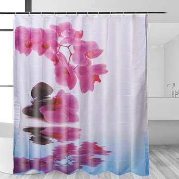 180*200cm Bathroom Shower Curtain Purple Flower Waterproof Bath Curtain