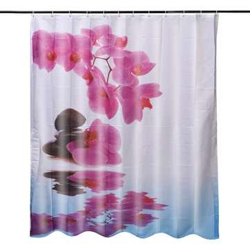 180*200cm Bathroom Shower Curtain Purple Flower Waterproof Bath Curtain