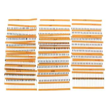 1800pcs 30Values Each 60pcs 1% 1/4 W Resistor Pack Set Metal Film Resistor Kit Use Colored Ring Resi