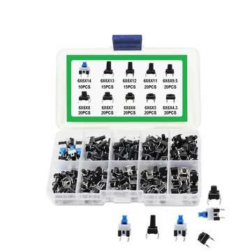180PCS 10 Size Micro Push Button Tact Switch