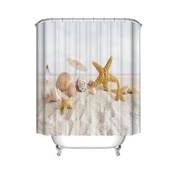 180x180cm Bath Waterproof Shell Starfish Beach Bathroom Shower Curtain