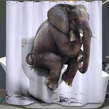 180x180CM Elephant Waterproof Bathroom Shower Curtain 12 Hooks