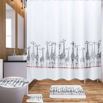180x180cm Giraffe Bath Fabric Shower Curtains Waterproof Lid T... (TYPE: SEVENLIGHTCOLORSWITHREMOTE)