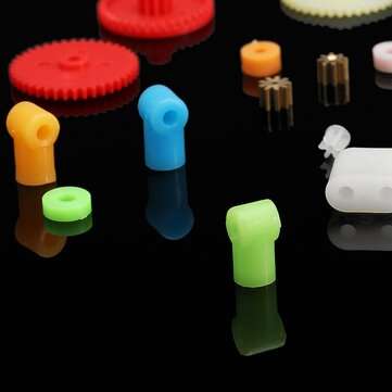 18pcs 0.4 Modulus Colorful Plastic Gears Transmission Shaft Model Rack Pulley Belt Worm Rod Set