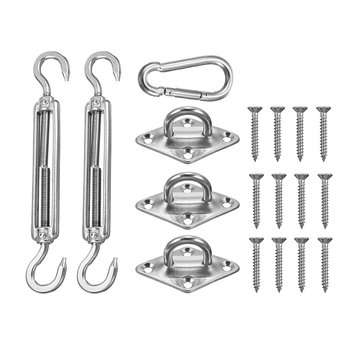 18pcs Rhombus Pad Eye Turnbuckle Snap Hook Self-Tapping Screw Accessories for Triangle Shade Sail