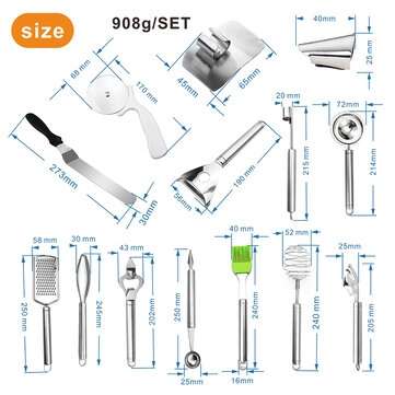 18pcs Kitchen Utensils Set Stainless Steel Non Stick Silica Gel Cooking Tools Kit
