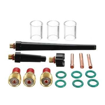 18Pcs TIG Welding Torch Gas Lens #10 Pyrex Glass Cup Kit for WP-9/20/25 Series