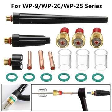 18Pcs TIG Welding Torch Gas Lens #10 Pyrex Glass Cup Kit for WP-9/20/25 Series
