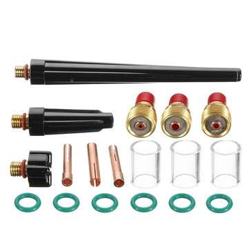 18Pcs TIG Welding Torch Gas Lens #10 Pyrex Glass Cup Kit for WP-9/20/25 Series