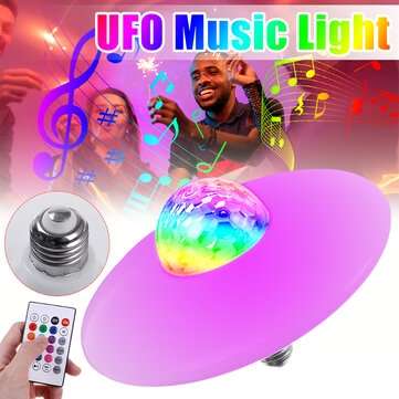 18W E27 bluetooth RGB LED Light Bulb UFO Music Garage Lamp Remote Control KTV Party Lighting 85-265V