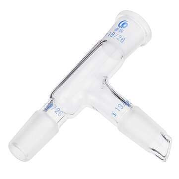 19/26 75 Degree Three-way Borosilicate Glass Distillation Adapter Connector Distilling Tube w/ Stand