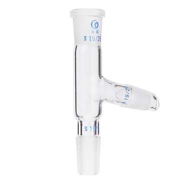 19/26 75 Degree Three-way Borosilicate Glass Distillation Adapter Connector Distilling Tube w/ Stand