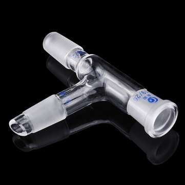 19/26 75 Degree Three-way Borosilicate Glass Distillation Adapter Connector Distilling Tube w/ Stand