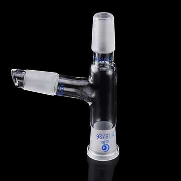 19/26 75 Degree Three-way Borosilicate Glass Distillation Adapter Connector Distilling Tube w/ Stand