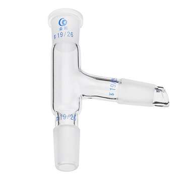 19/26 75 Degree Three-way Borosilicate Glass Distillation Adapter Connector Distilling Tube w/ Stand