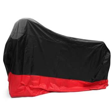 190T Waterproof Motorcycle Cover UV Protector Anti Wind Rain Snow Dust Cover 4XL (COLOR.: BLACKRED)