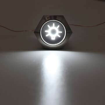 19mm 12V LED IP65 Push Button On Off Dome Light Switch  (COLOR.: WHITE)