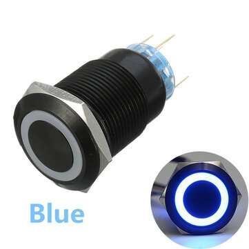 19mm 12V 5 Pin Led Light Metal Push Button Momentary Switch (COLOR.: BLUE)