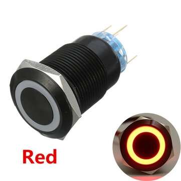 19mm 12V 5 Pin Led Light Metal Push Button Momentary Switch (COLOR.: RED)
