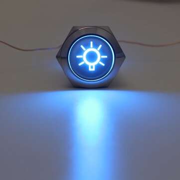 19mm 12V LED IP65 Push Button On Off Dome Light Switch  (COLOR.: BLUE)