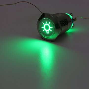 19mm 12V LED IP65 Push Button On Off Dome Light Switch  (COLOR.: GREEN)