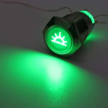 19mm 12V LED Push Button On Off Dome Light Panel Switch  (COLOR.: GREEN)