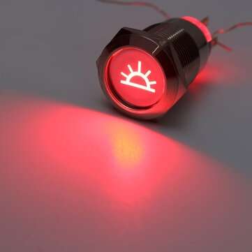 19mm 12V LED Push Button On Off Dome Light Panel Switch  (COLOR.: RED)