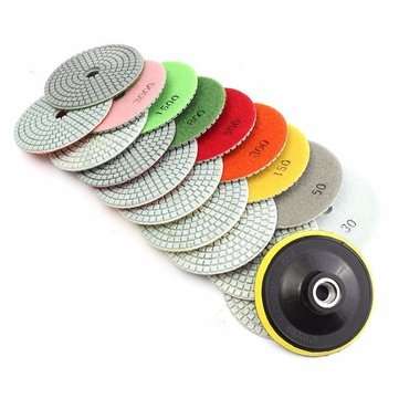 19pcs 4 Inch 30-3000 Grit Diamond Polishing Pads with M16 Backer Pad