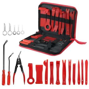 19Pcs Trim Removal Pry Tool Molding Kit Panel Door Dash Interior Clip Set