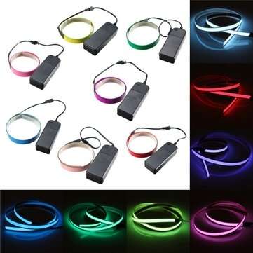 1M Electroluminescent Tape EL Wire Glowing LED Rope Flat Strip Light with AA Batte... (COLOR.: PINK)