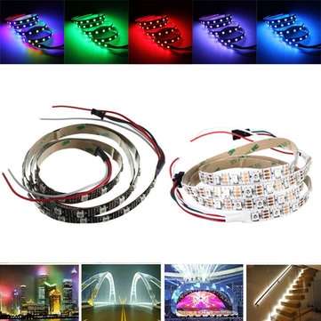 1M WS2812 IC SMD5050 Waterproof Dream Color RGB LED Strip Light Lamp Individual A... (COLOR.: BLACK)