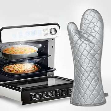 1Pair BBQ Oven Microwave Gloves Heat Resistant Cooking Glove 17 Inches Slicone Cloth Oven Mitts