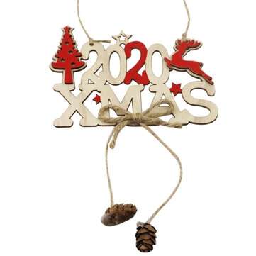 1Pc Christmas Alphabet 2020 Wooden Hanging Elk Christmas Decoration Door Hanging Pe... (TYPE: TYPEA)