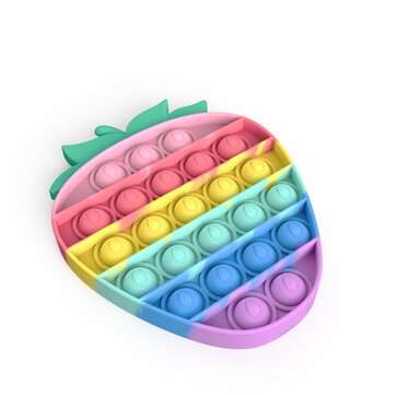 1pc Rainbow Strawberry Bubble Sensory Decompression Artifact Bright Color Fidget Toys Adult Children