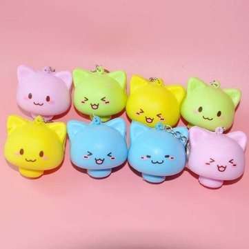 1PC Simulation Bread Mushroom Cute Face Keychain Squishy Crafts Creative Decoration