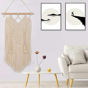 1Pcs Canvas Tapestry Macrame Handmade Woven Wall Art Cotton Bohemian Hanging Tapestry For Room Decor