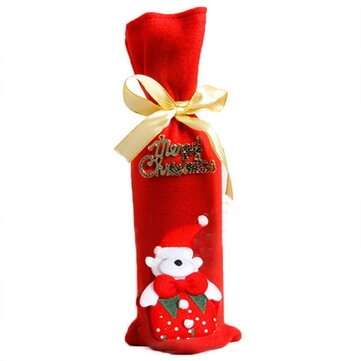 1pcs/bag Santa Claus Snowman Little Bear and Deer Red Bag Wine Bottle Gift Bag Deco... (COLOR.: #03)