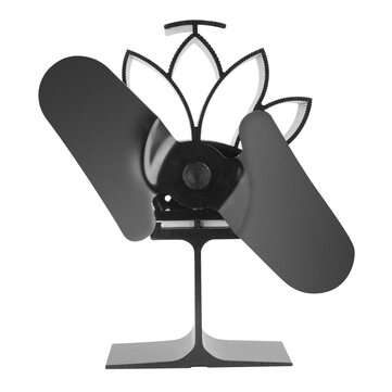 2 Blade Wood Stove Fan Fireplace Fire Heat Powered Silent Eco Friendly (COLOR: BLACK)