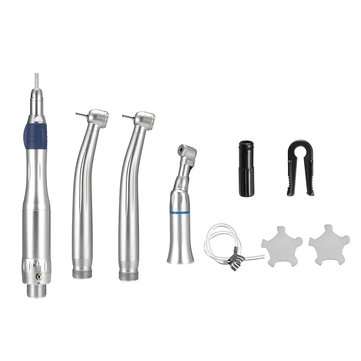 2 Holes Dental Slow Low Speed Handpiece Complete Contra Angle Push Button Tools Kit