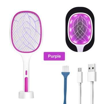 2 In 1 10 LED Electric Fly Insect Racket Zapper Killer Swatter Bug Mosquito Wasp (COLOR: PURPLE)