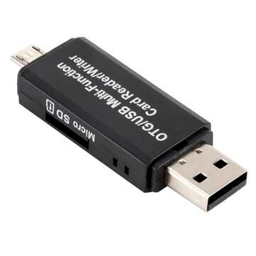 2 in 1 OTG/USB 2.0 Multifunction Card Reader Writer High-speed SD Micro-SD Card Reader for PC Androi
