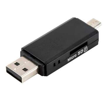 2 in 1 OTG/USB 2.0 Multifunction Card Reader Writer High-speed SD Micro-SD Card Reader for PC Androi