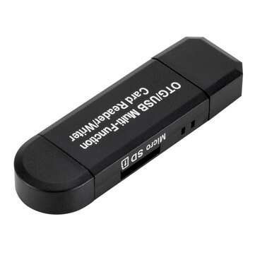 2 in 1 OTG/USB 2.0 Multifunction Card Reader Writer High-speed SD Micro-SD Card Reader for PC Androi